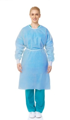 PrimeON Impervious Gown AAMI L2 Knitted Cuff Blue Reg (10)